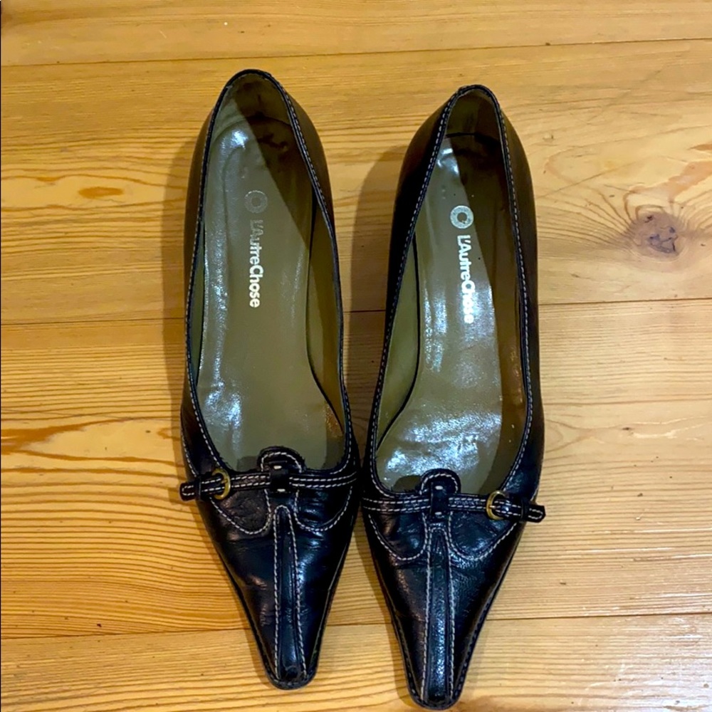 Black kitten heel pumps size 9